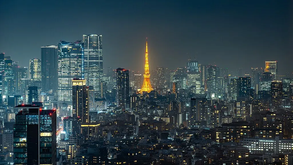 Tokyo Tower at dusk — atmosphere of Tokyo as filming setting